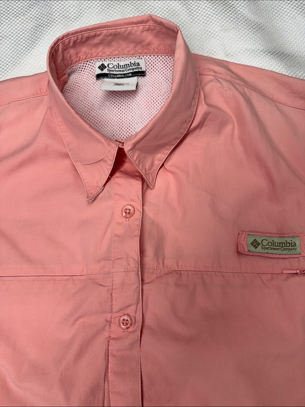 Columbia Men's Lightweight Button-Down Shirt - Coral Pink - Large